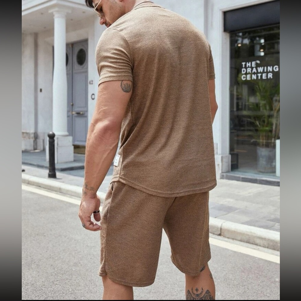 Patched Tee And Drawstring Track Shorts - image 2